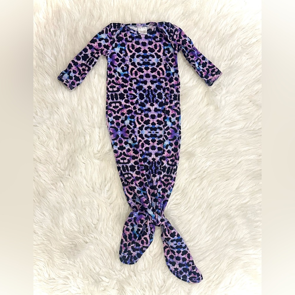 Leopard Print Kids Footie in Purple and Blue